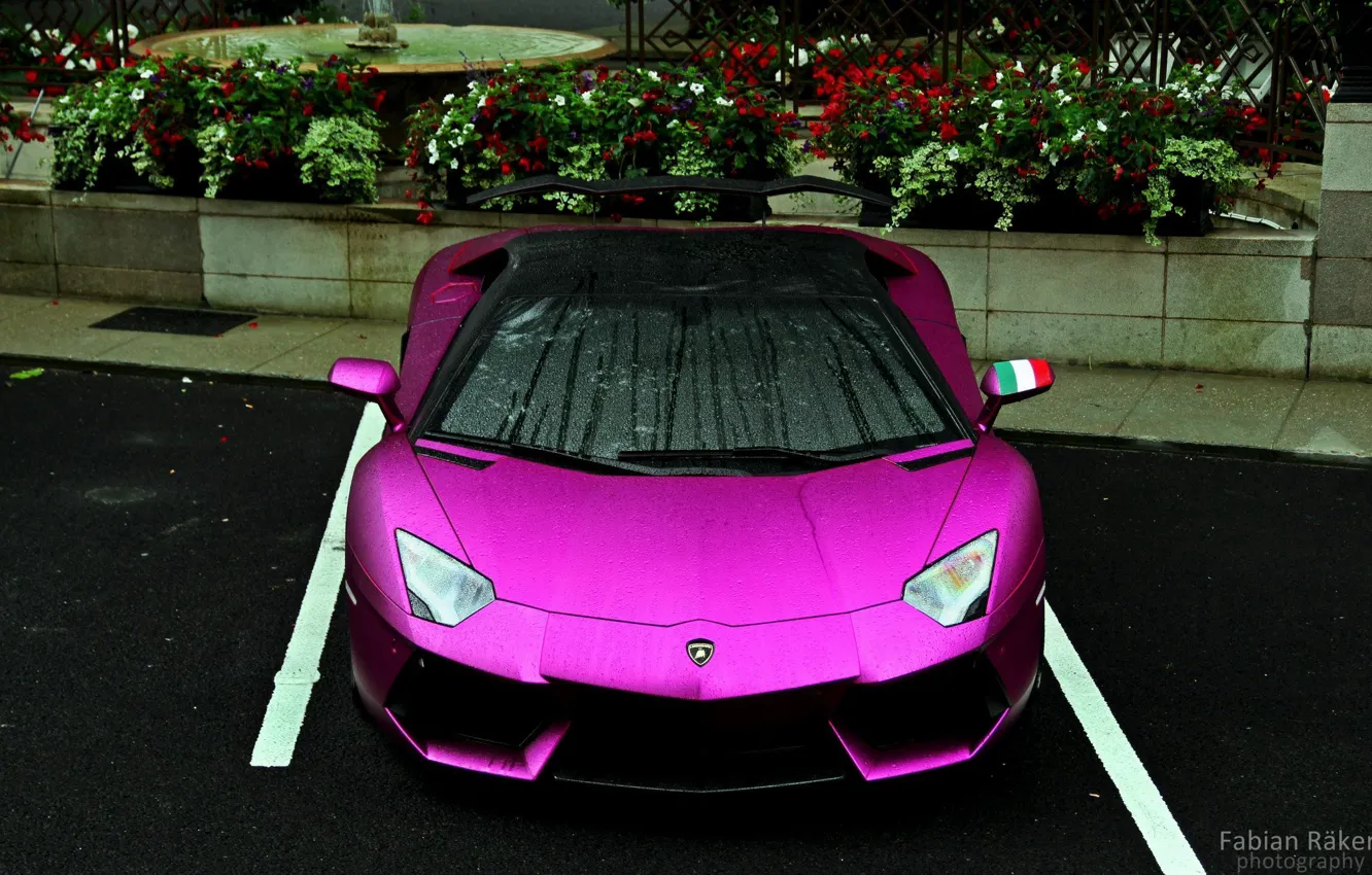 Photo wallpaper drops, Parking, beauty, Lamborghini LP700-4 Aventador