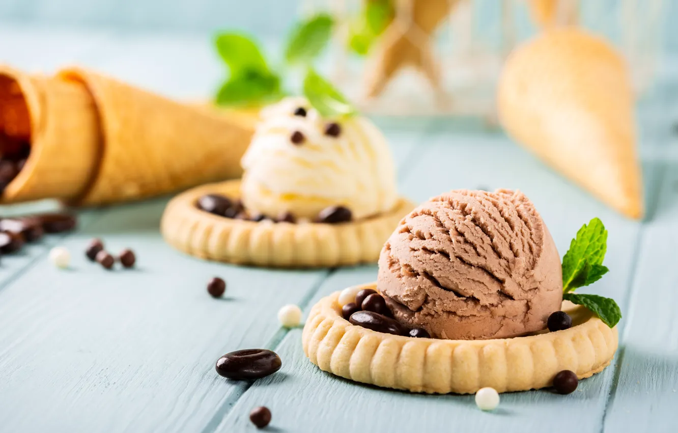 Photo wallpaper ice cream, balls, dessert, Iryna Melnyk, cake