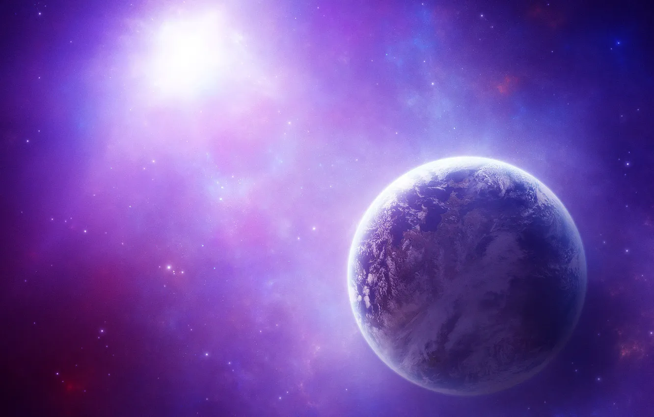 Photo wallpaper space, lights, planet