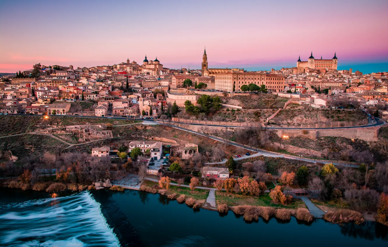 Photo wallpaper river, panorama, Spain, Toledo