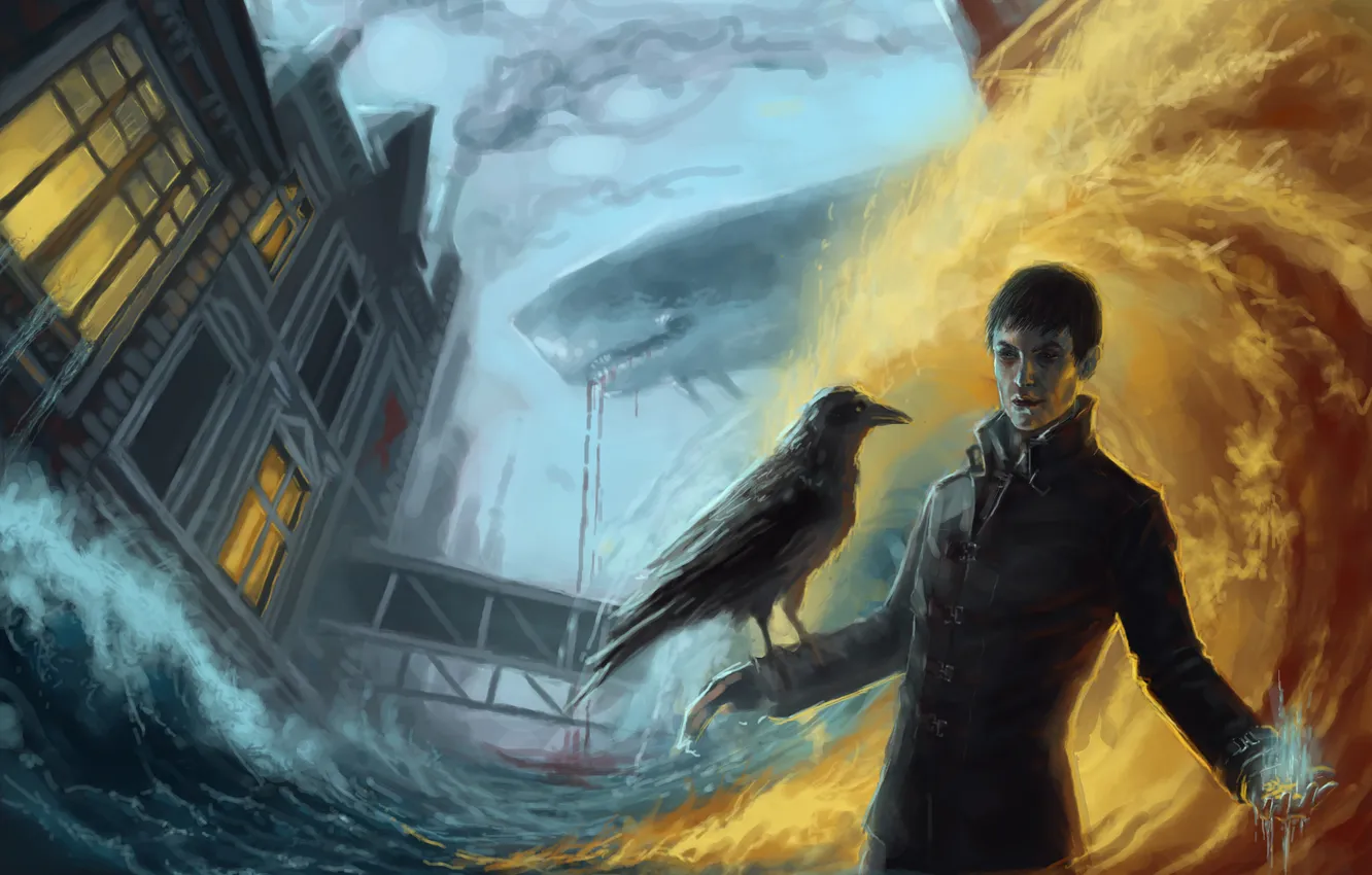 Photo wallpaper kit, Raven, Dishonored, Bethesda, The Outsider