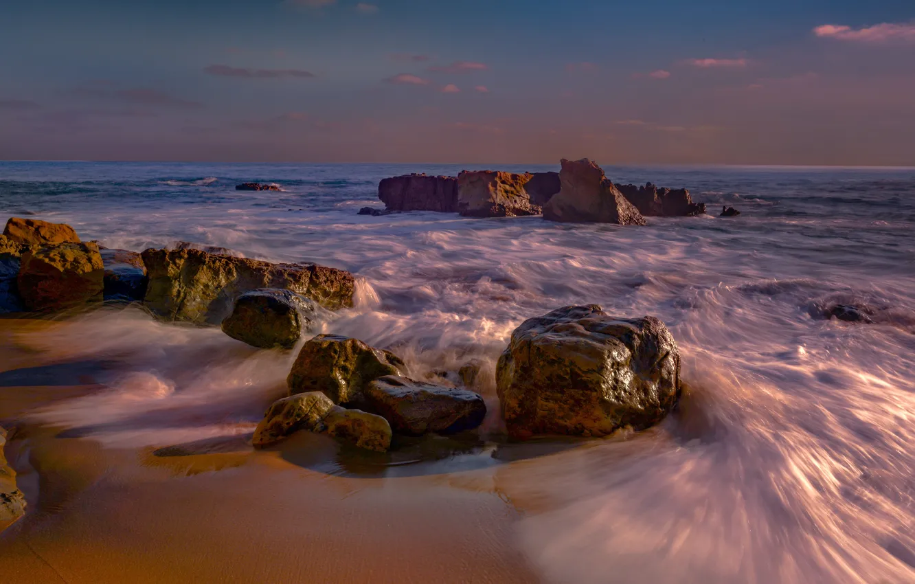 Photo wallpaper sand, sea, wave, beach, the sky, light, landscape, nature