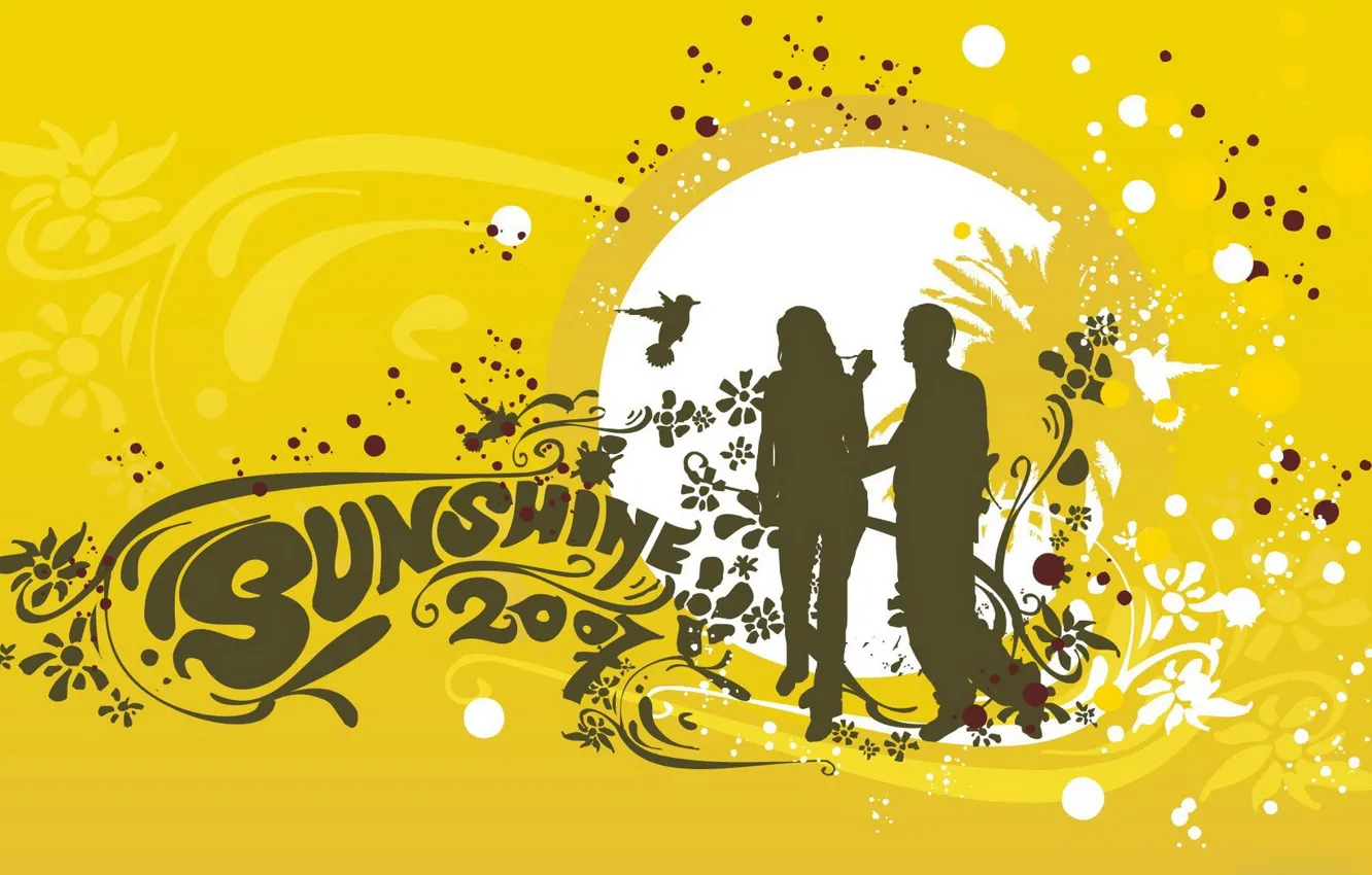 Photo wallpaper yellow, people, vector, sunshine