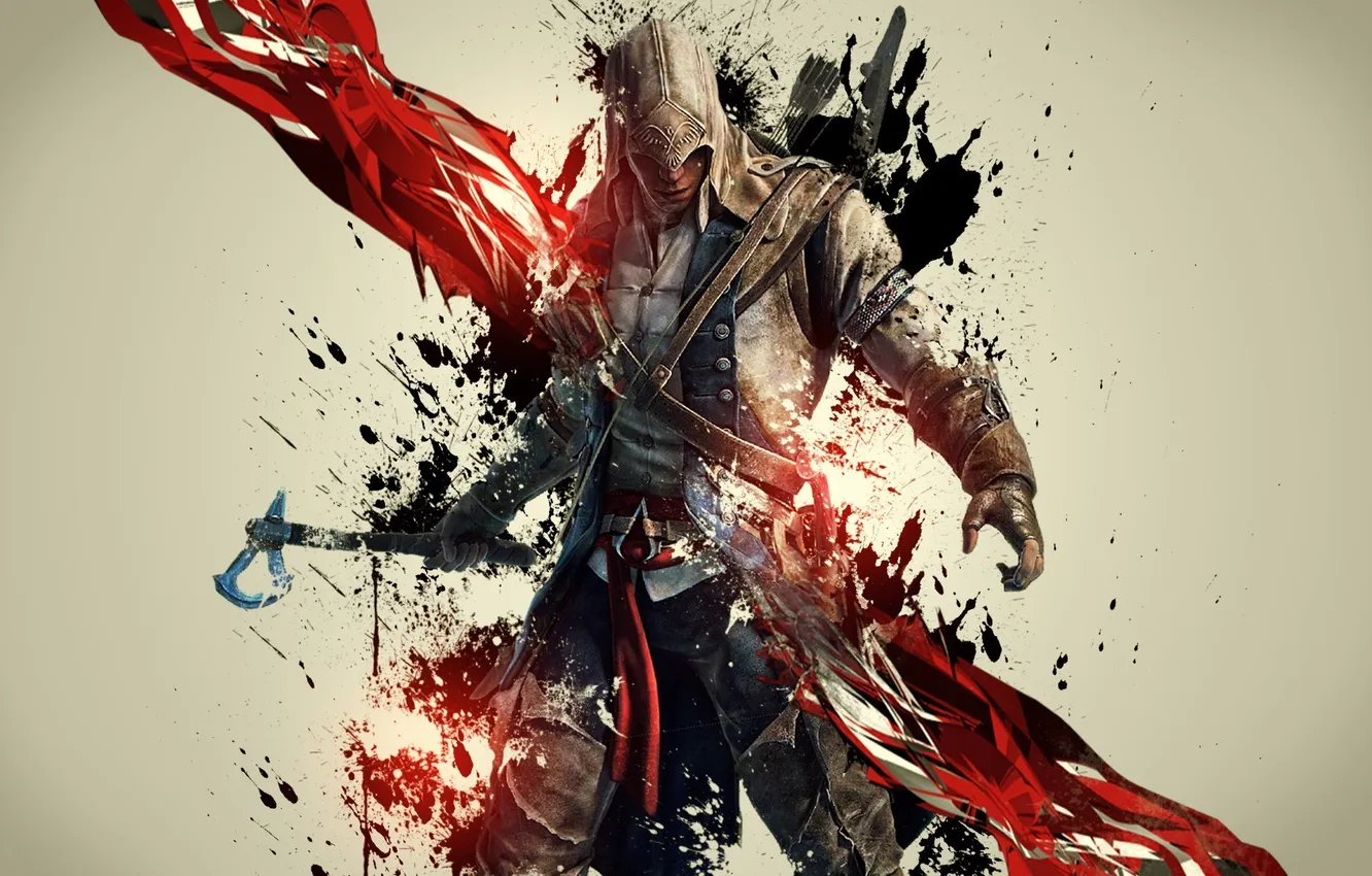 Photo wallpaper USA, Tomahawk, ac3, Connor, assassins creed 3, Connor