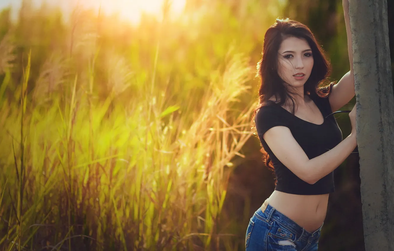 Photo wallpaper girl, background, Asian