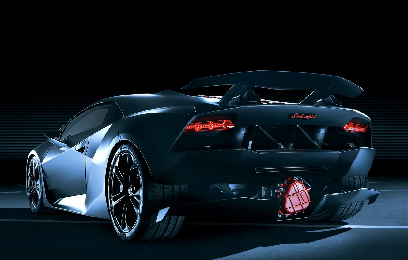 Photo wallpaper lights, Lamborghini, stop, car, back, Sesto Elemento