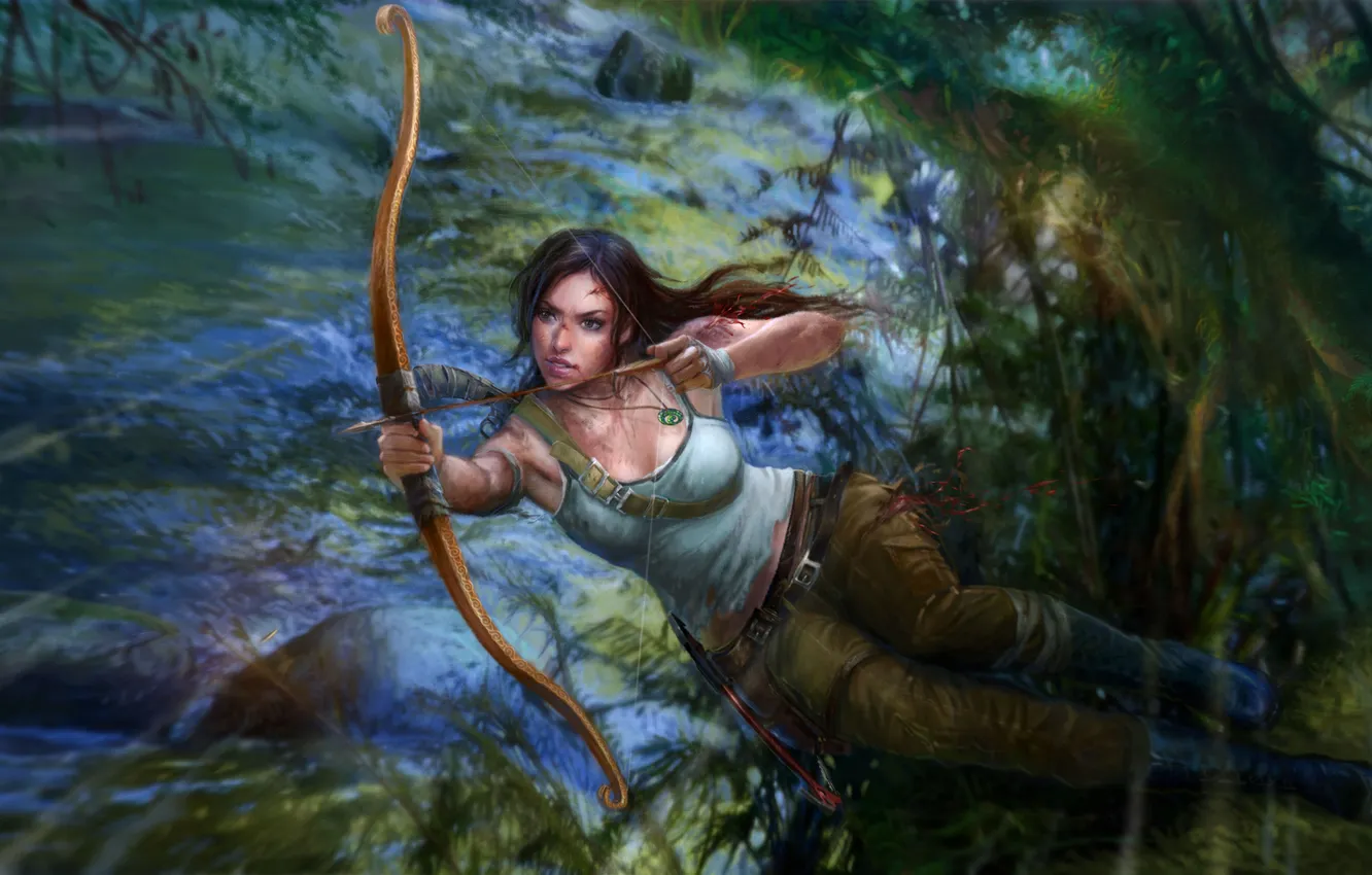 Photo wallpaper jungle, art, Tomb Raider, Lara Croft, Lara Croft