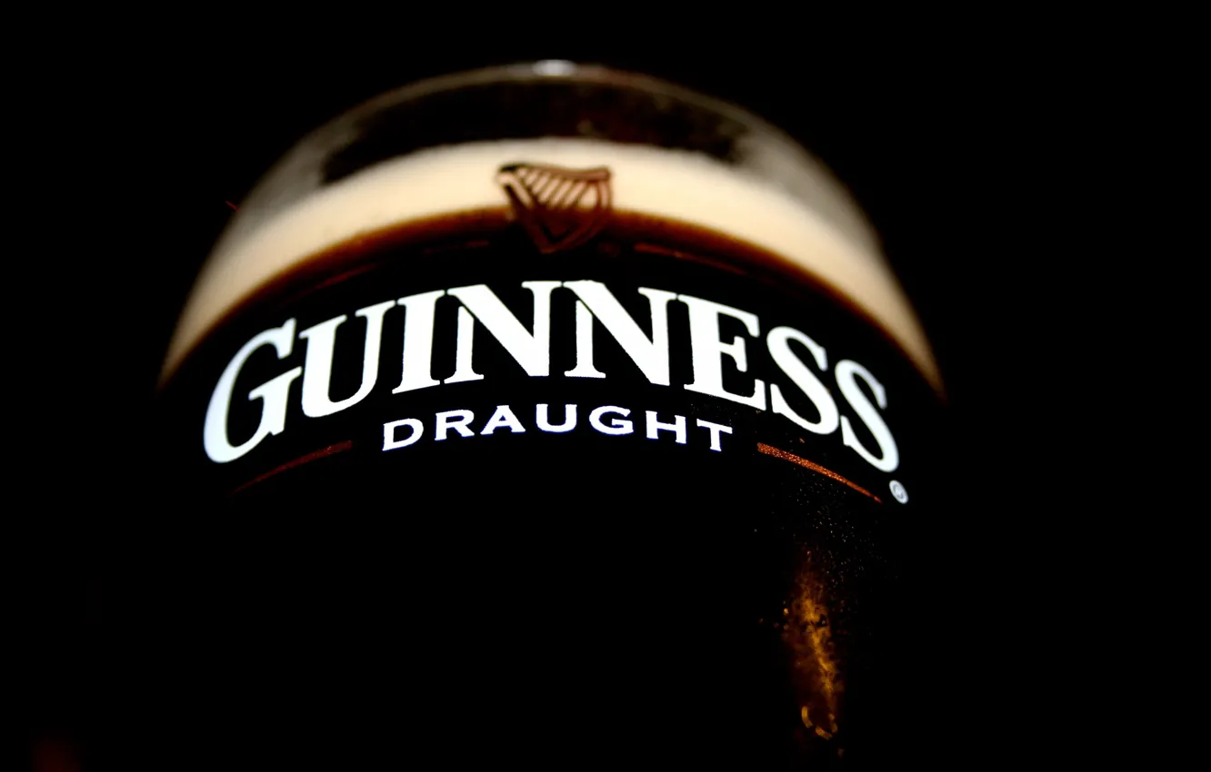 Photo wallpaper macro, dark, beer, guinness, beer, Draught