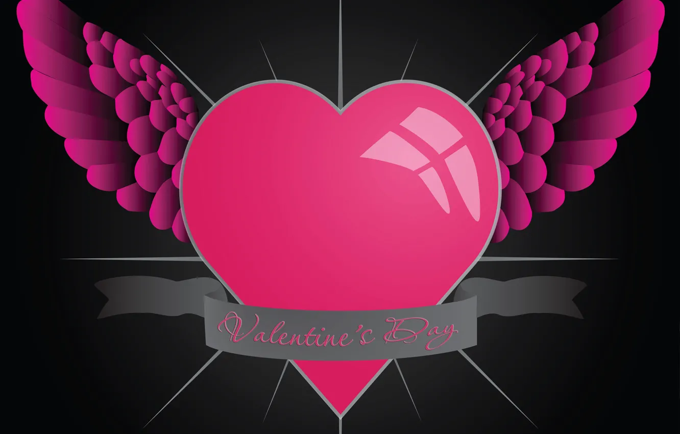Photo wallpaper love, heart, wings, Valentine's day, Valentine's Day