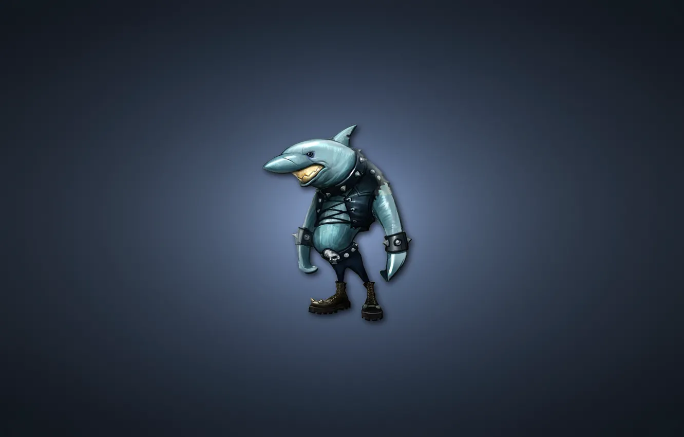 Photo wallpaper clothing, minimalism, shark, blue background, shark