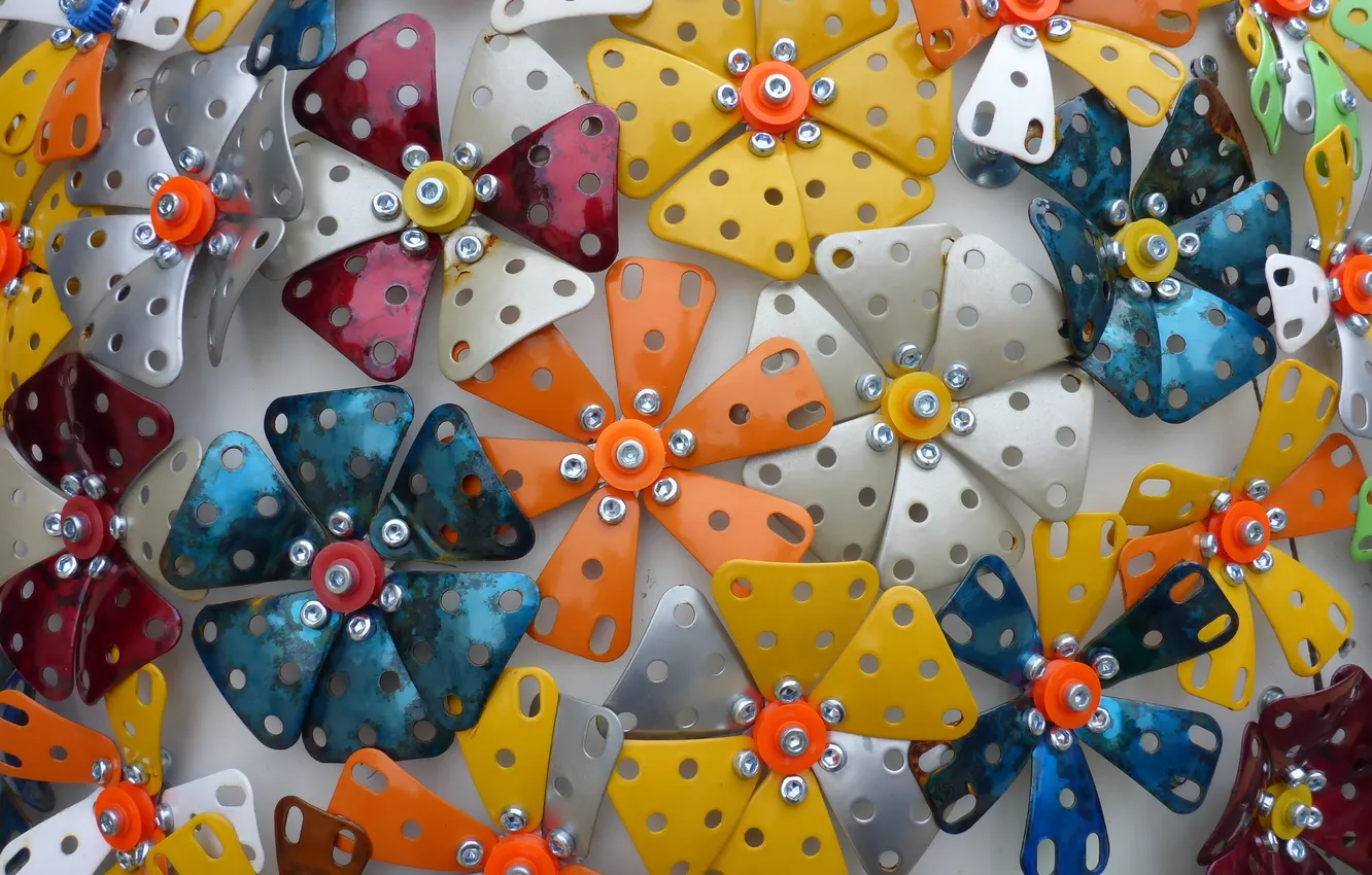 Photo wallpaper flowers, background, metal