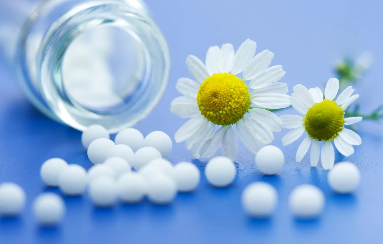 Photo wallpaper flowers, chamomile, jars