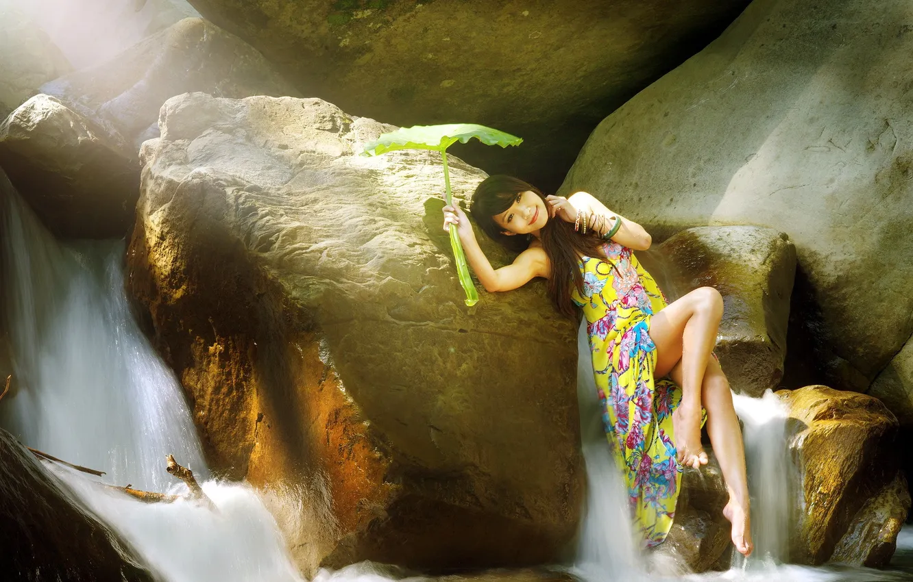 Photo wallpaper girl, background, Asian