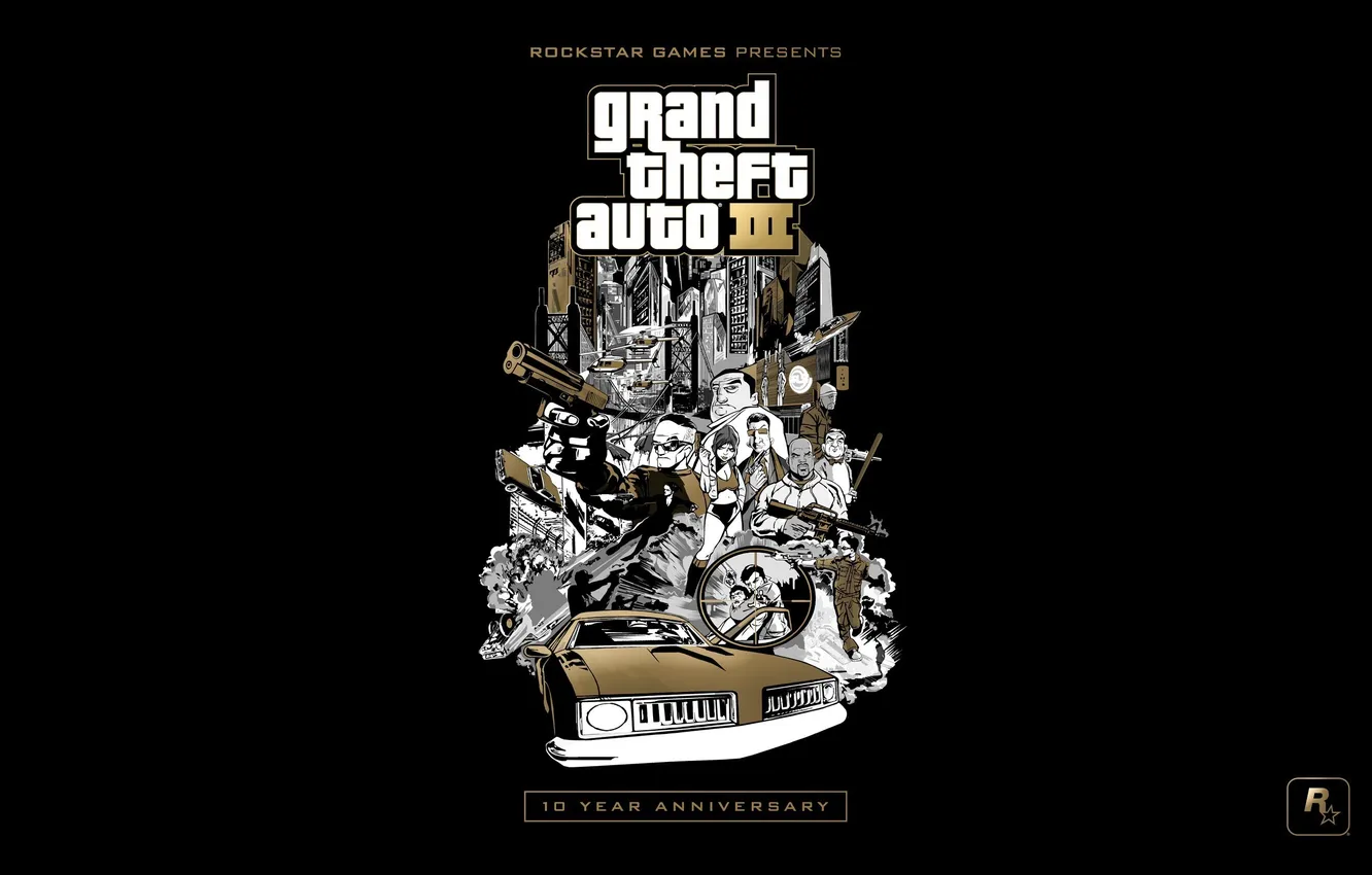 Photo wallpaper Rockstar, GTA 3, 10 year anniversary