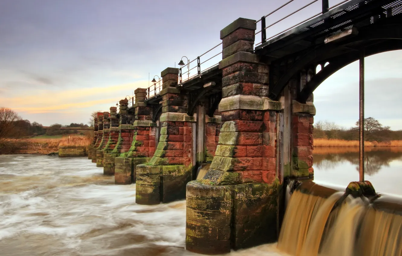 Photo wallpaper bridge, river, Wales, United Kingdom, Mostyn