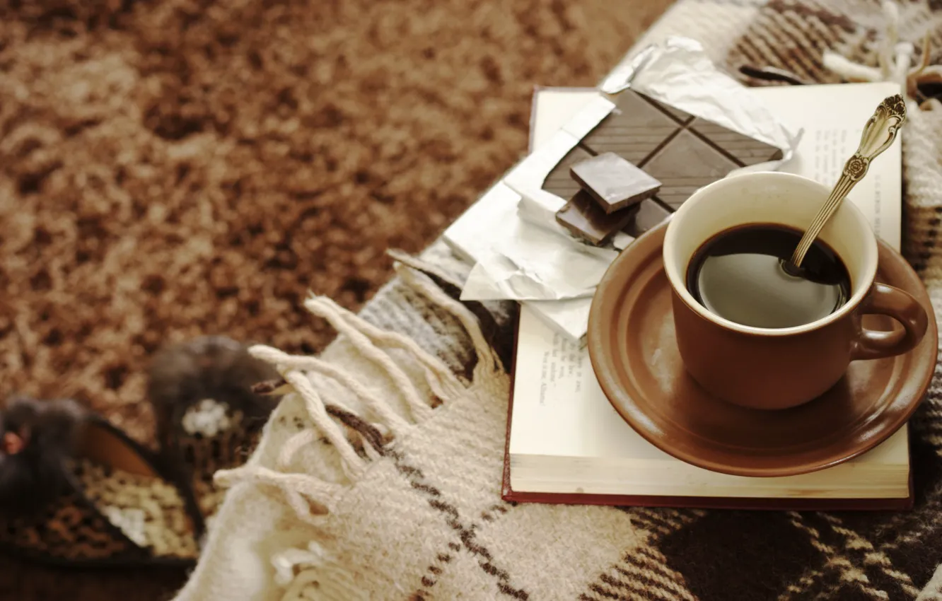 Photo wallpaper coffee, Cup, drink, plaid