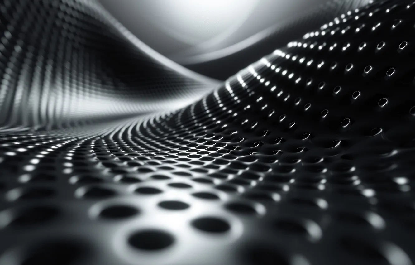 Photo wallpaper wave, surface, line, metal, abstraction, the dark background, structure, hole
