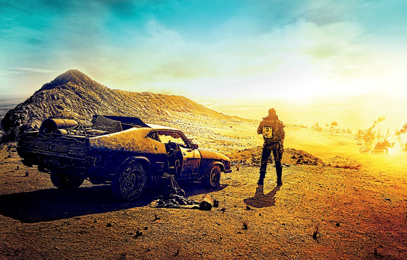 Photo wallpaper Ford, Action, Nature, Clouds, Sky, Cars, Mad, Warrior