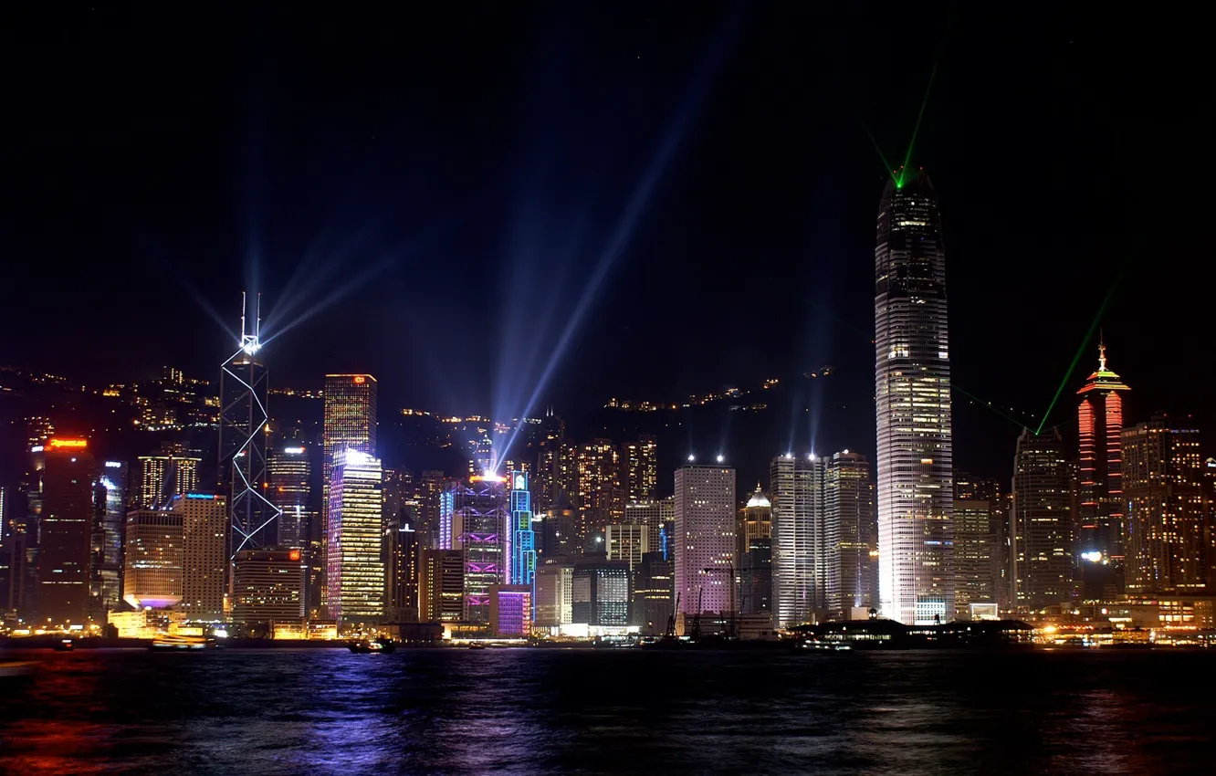 Photo wallpaper night, home, Hong Kong