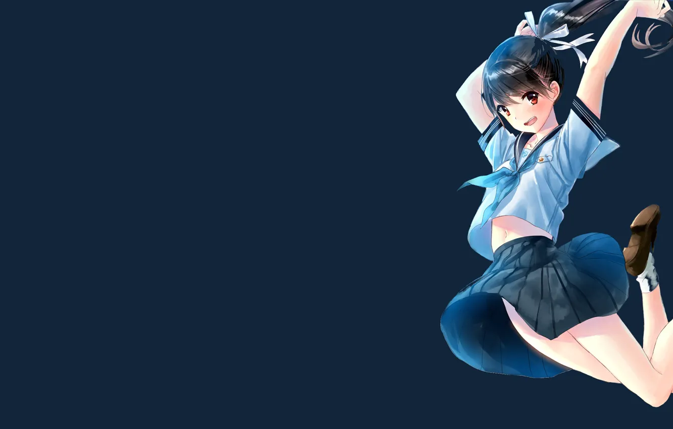 Photo wallpaper girl, schoolgirl, blue background