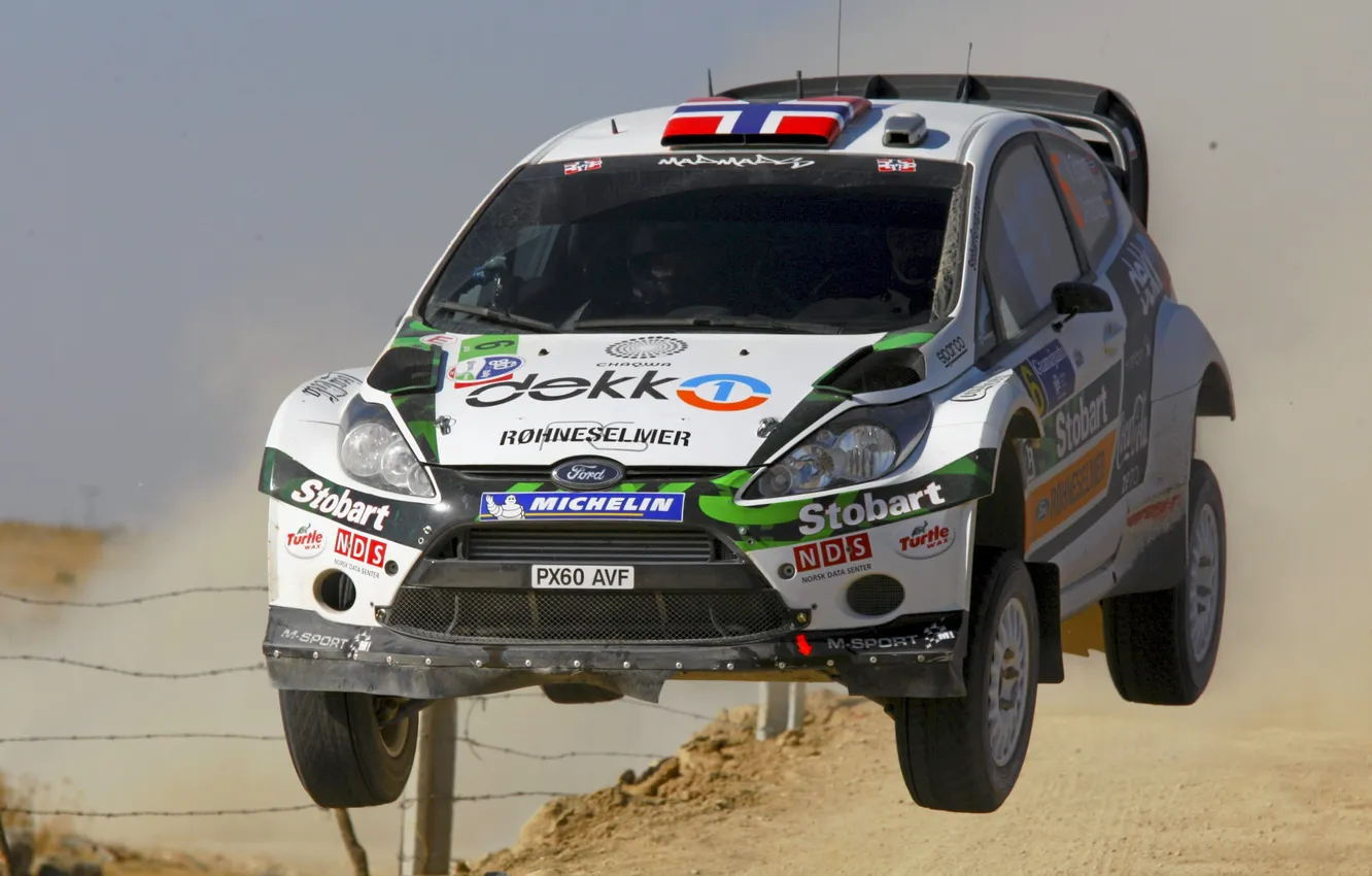 Photo wallpaper Ford, White, Speed, Race, WRC, Rally, Fiesta, In the air