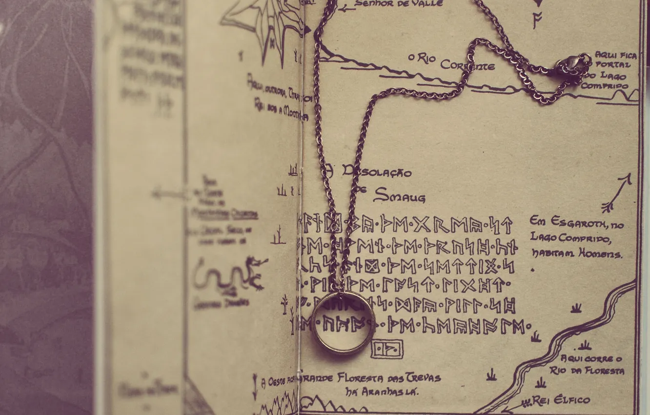 Photo wallpaper map, ring, chain