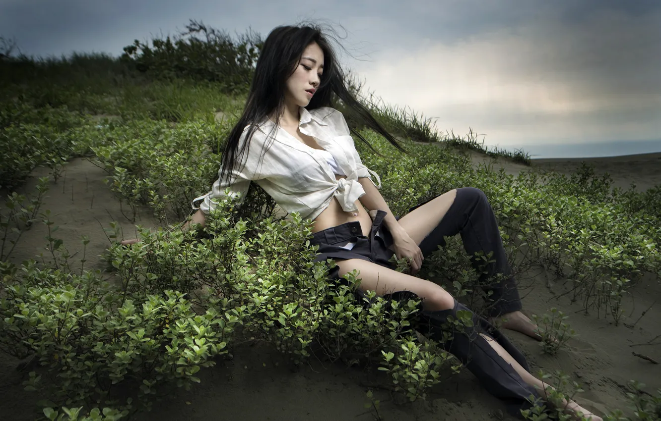 Photo wallpaper girl, background, Asian