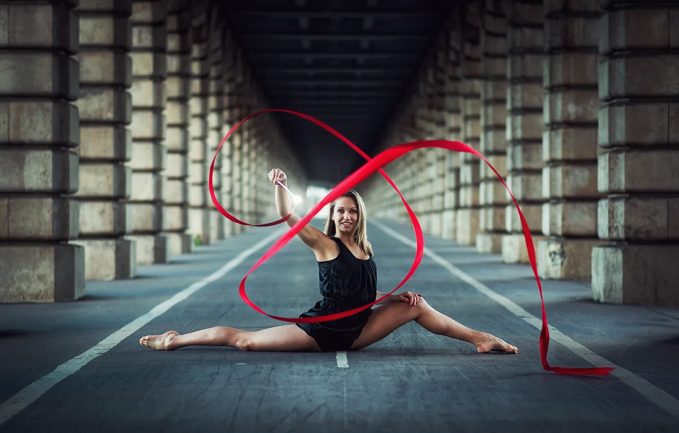 Photo wallpaper girl, tape, gymnast