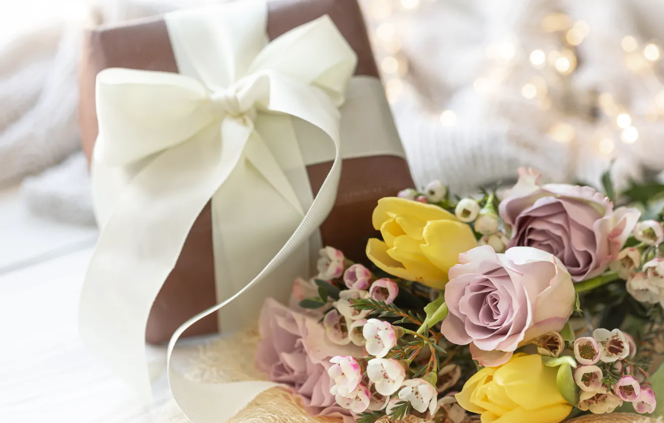 Photo wallpaper love, flowers, gift, romance, flowers, romantic, valentine, bouquet