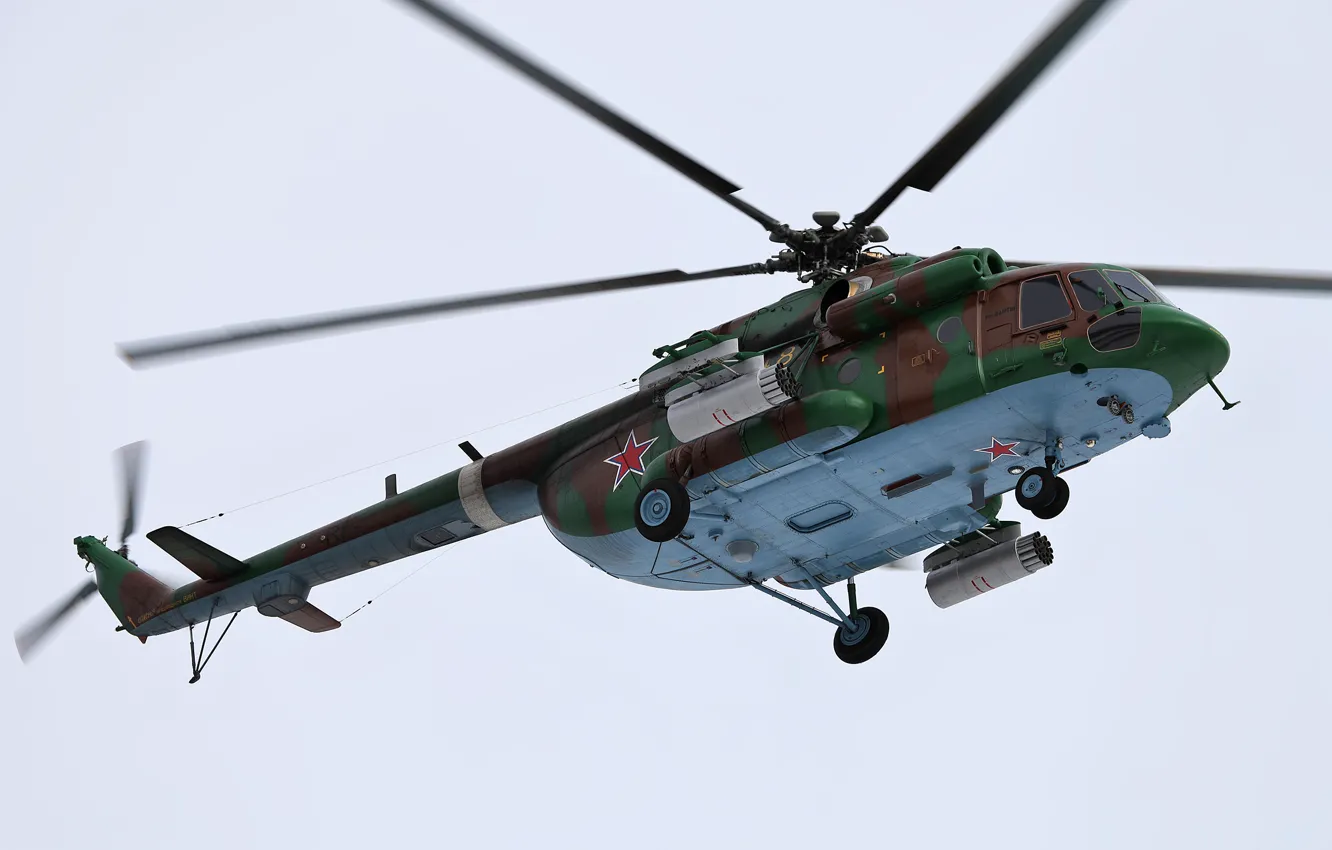 Photo wallpaper helicopter, polygon, guns, exercises, BBC, weapons, OKB, Mi-8