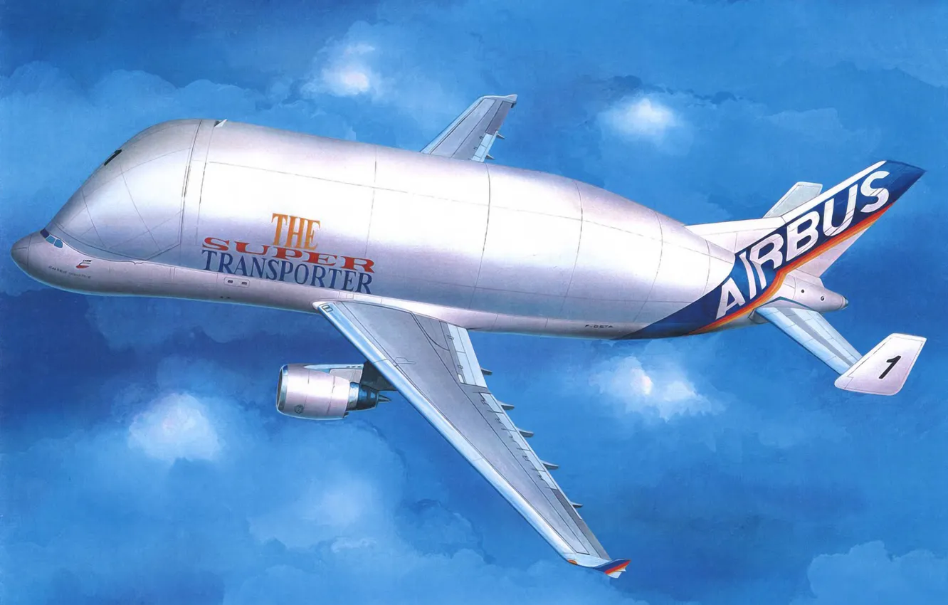 Photo wallpaper art, airplane, painting, Airbus Beluga