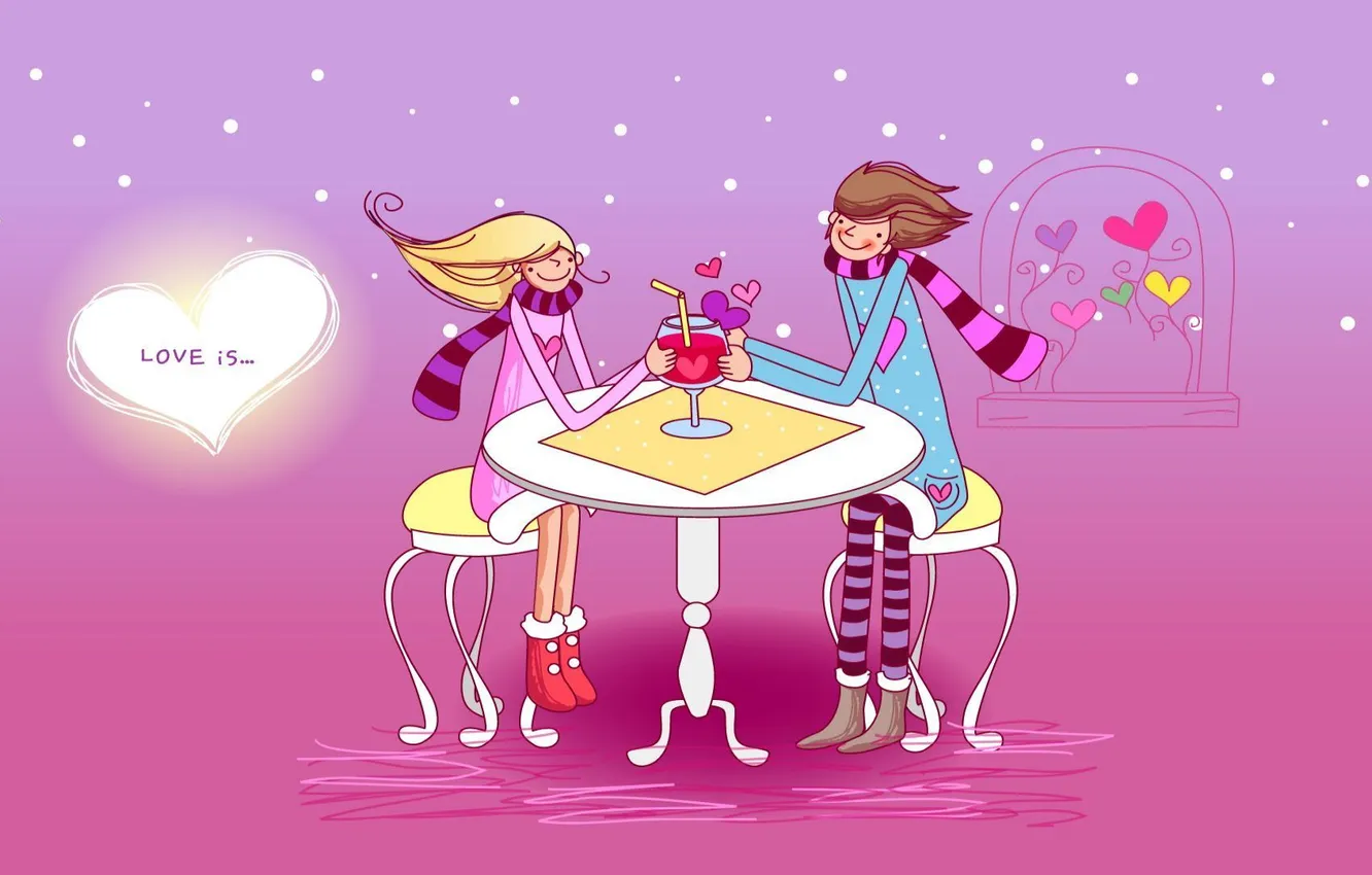 Photo wallpaper together, cafe, love is