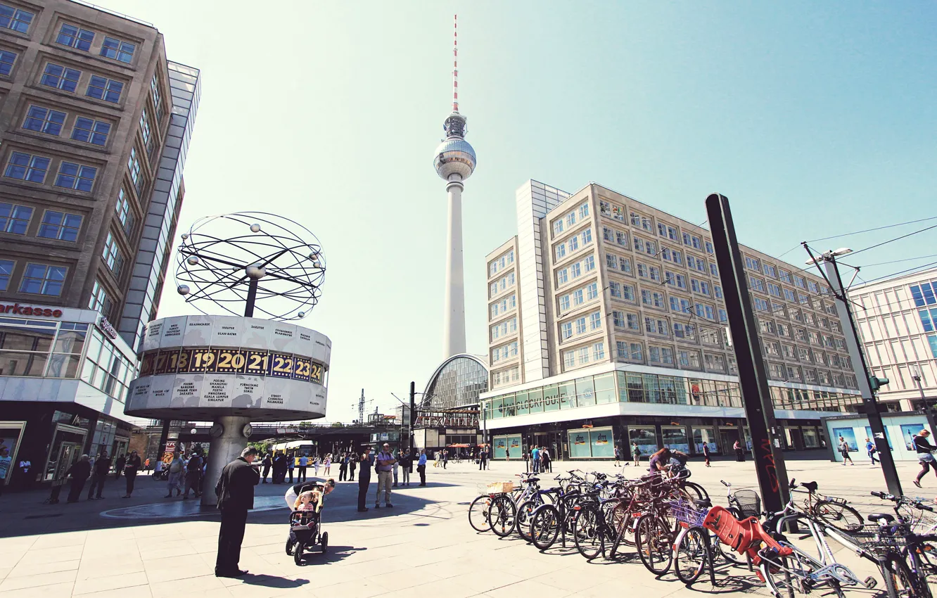 Photo wallpaper the city, people, Germany, area, Berlin, Alexanderplatz, Berlin