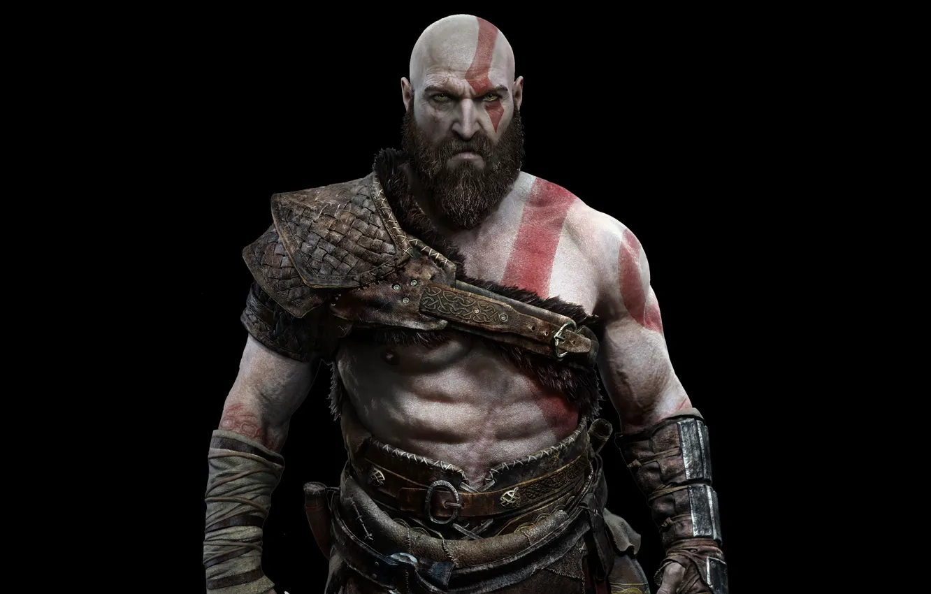 Photo wallpaper God of war, Black background, Kratos