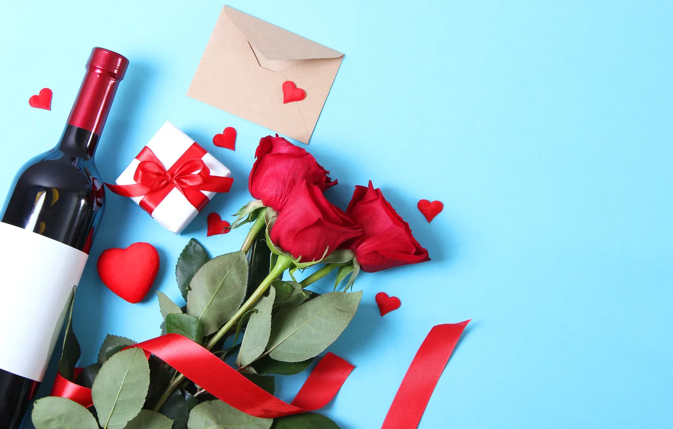 Photo wallpaper love, flowers, gift, romance, heart, roses, bouquet, love