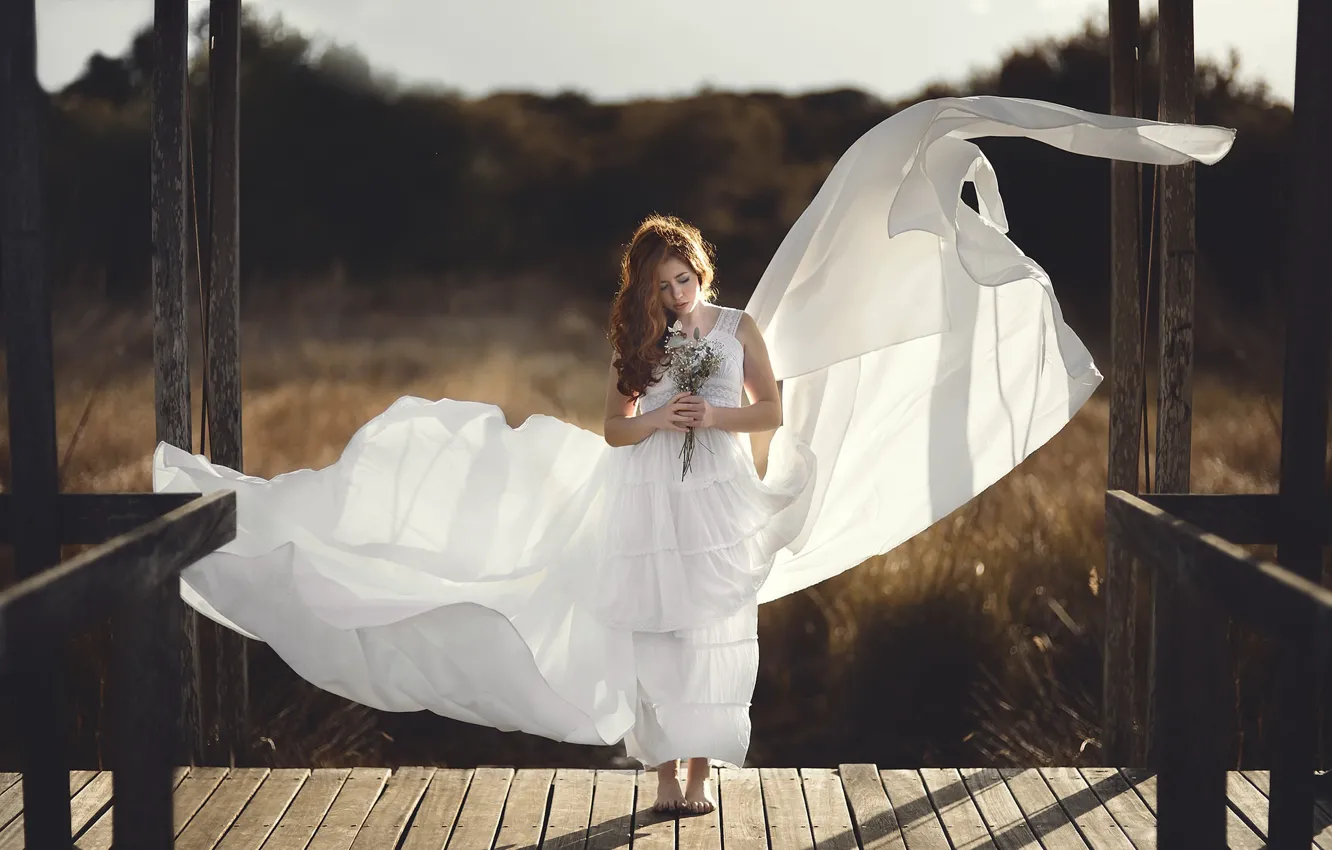 Photo wallpaper girl, flowers, Maria Becerra