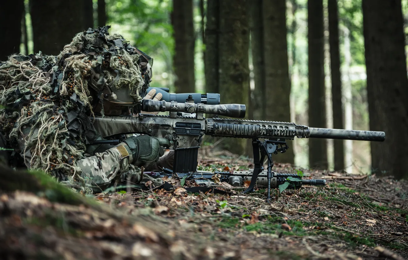 Photo wallpaper soldier, special, sniper, states, suit, tactics, troops, tactical