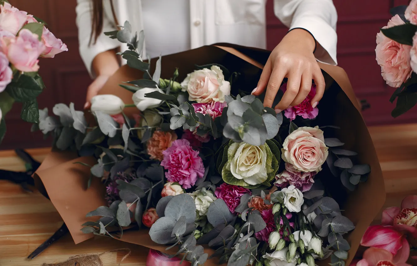 Photo wallpaper flowers, bouquet, florist