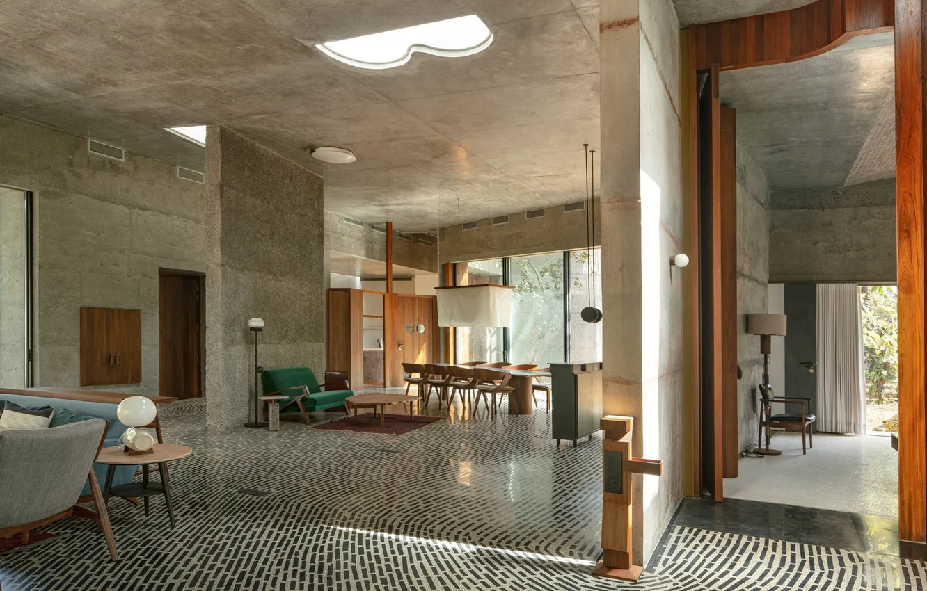 Photo wallpaper design, space, Villa, interior, India, living room, dining room, India