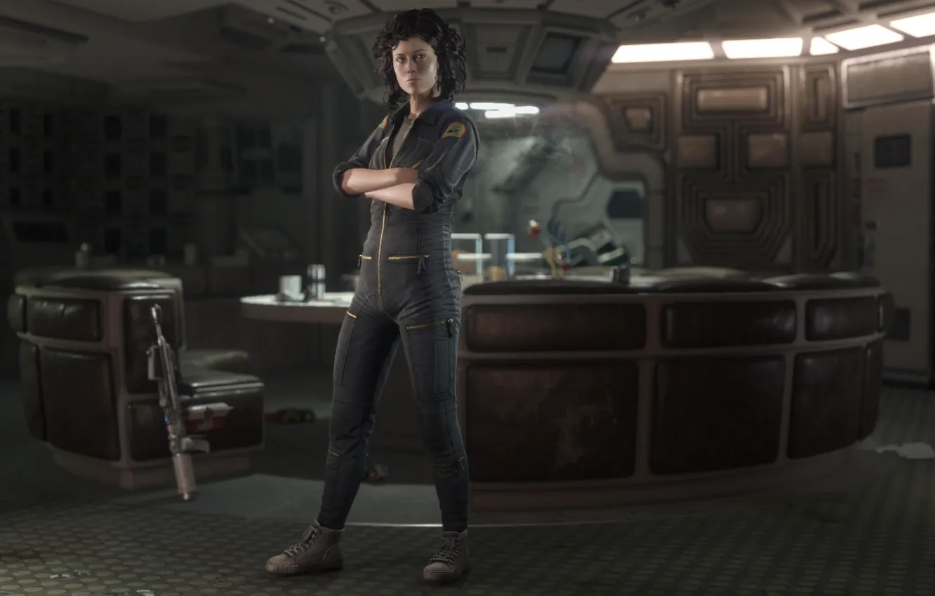 Photo wallpaper Stranger, alien, Alien isolation, Spacecraft, Warren officer, Ellen Louise, Ripley, Nostromo