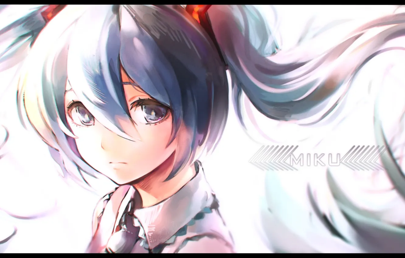 Photo wallpaper sadness, girl, face, anime, art, vocaloid, hatsune miku, puroruto