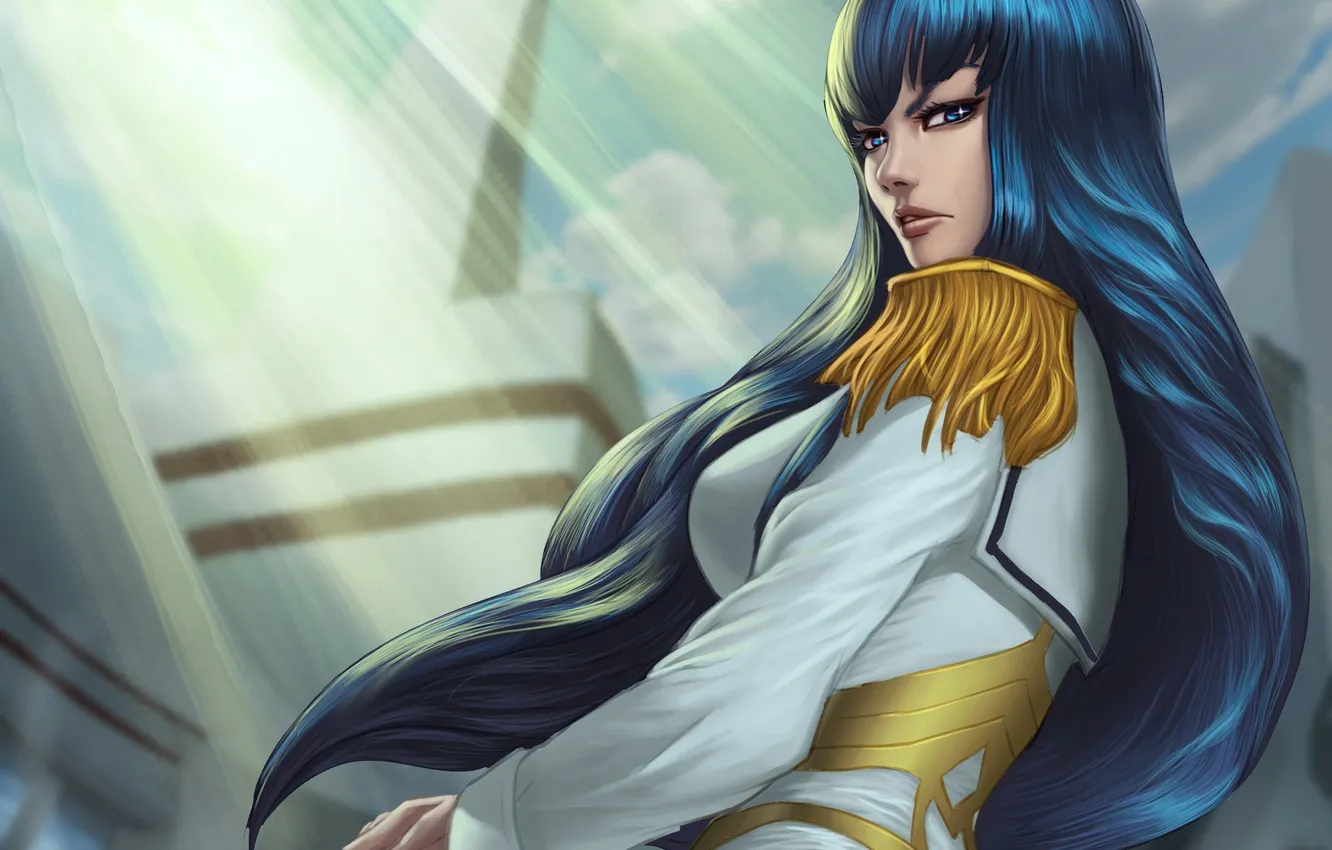 Photo wallpaper the sky, look, girl, lighting, Satsuki Kiryu