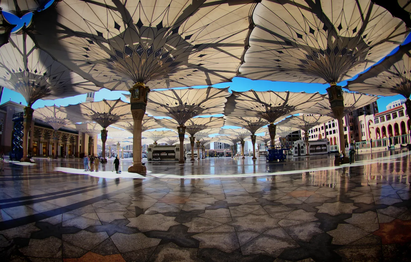 Photo wallpaper area, square, umbrellas, Saudi Arabia, Saudi Arabia