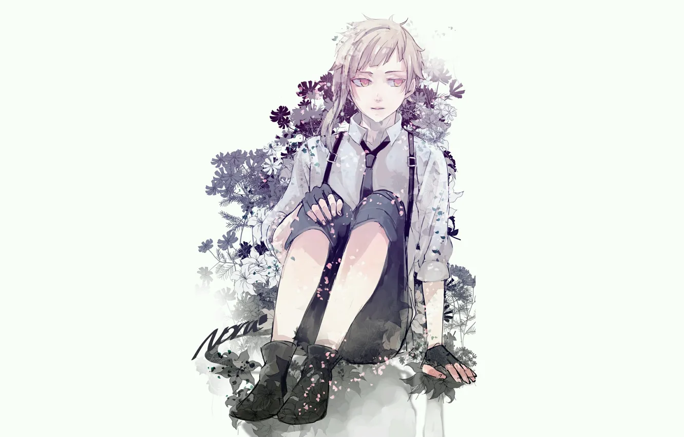 Photo wallpaper flowers, guy, clove, Bungou Stray Dogs, Stray Dogs: A Literary Genius, Atsushi Nakajima
