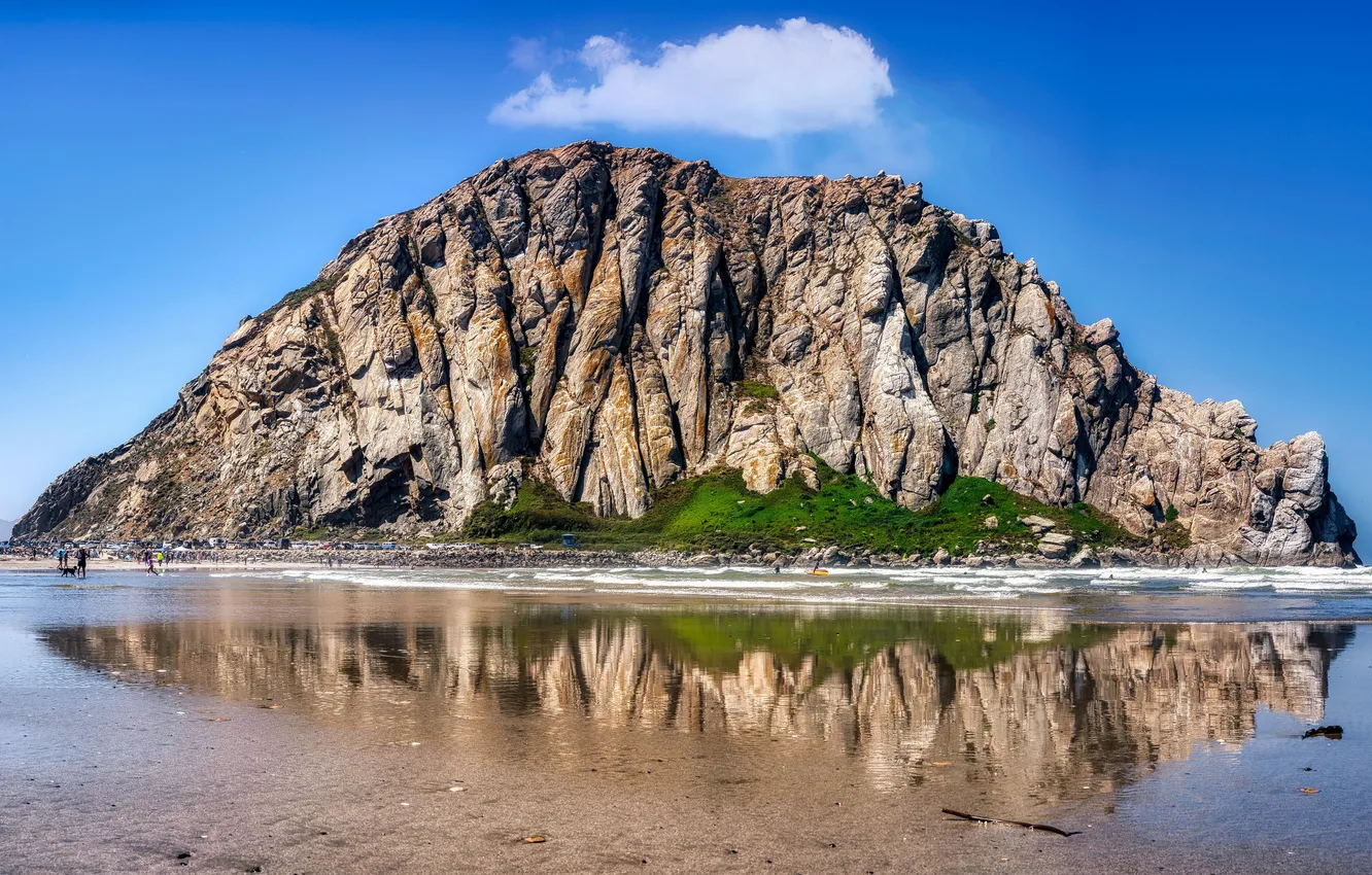Photo wallpaper coast, CA, USA, coast, California, Morro Bay, Morro Bay, Morro Rock Beach