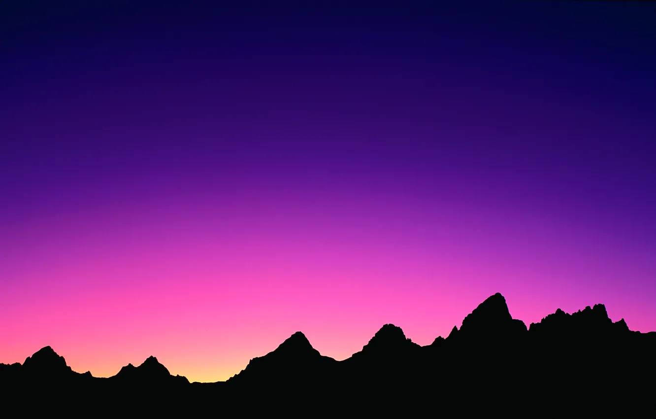 Photo wallpaper mountains, silhouette, top, glow
