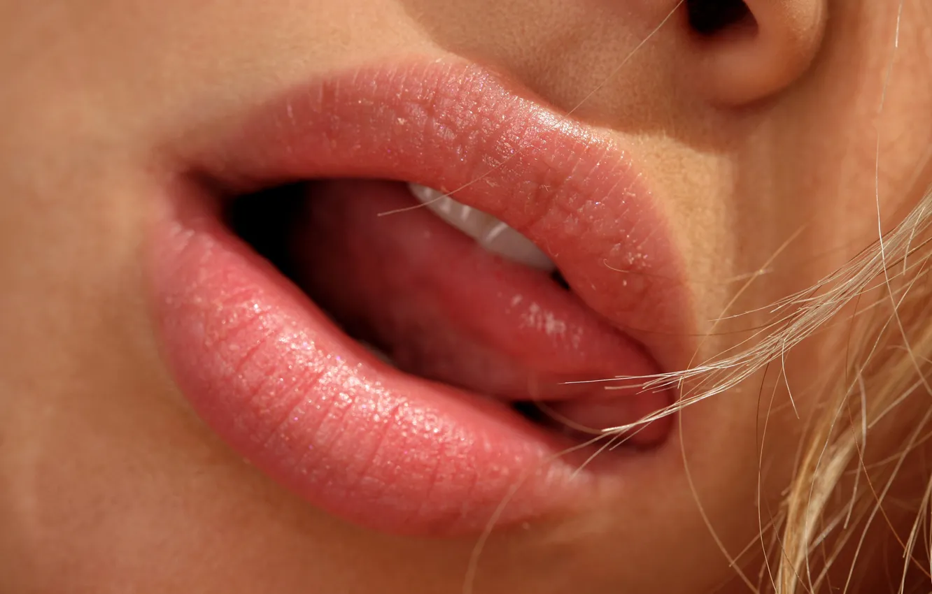 Photo wallpaper Language, Lips, Hair, Mouth