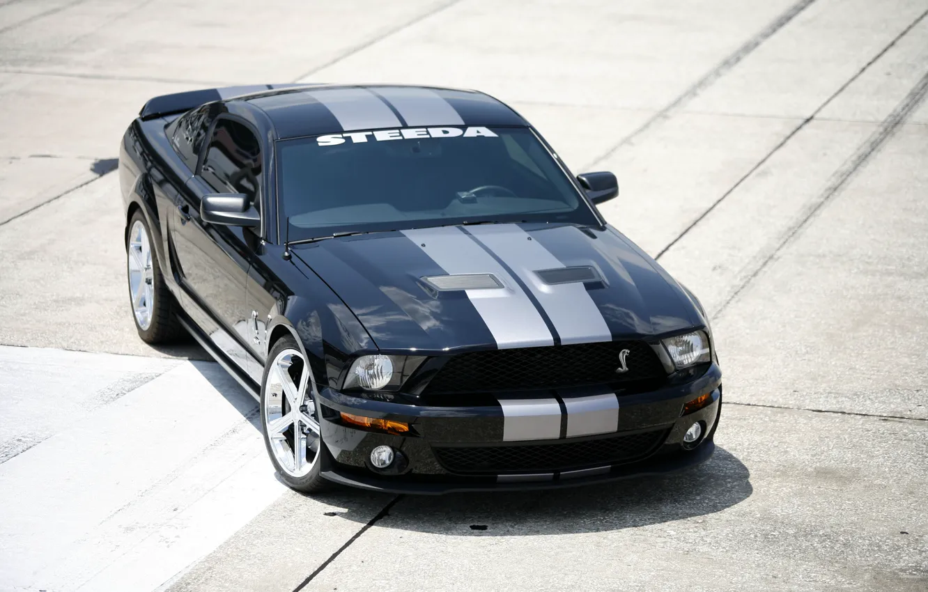 Photo wallpaper strip, black, mustang, shelby, gt500