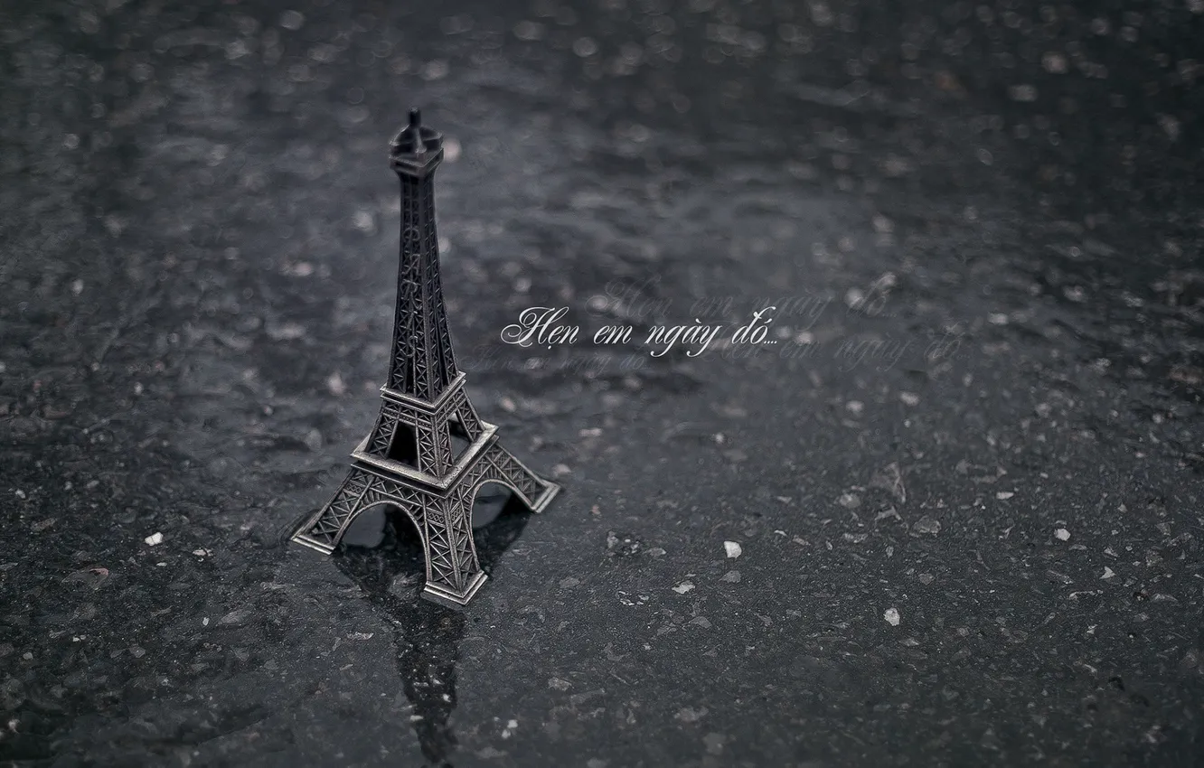 Photo wallpaper asphalt, water, background, rain, earth, Wallpaper, mood, Eiffel tower