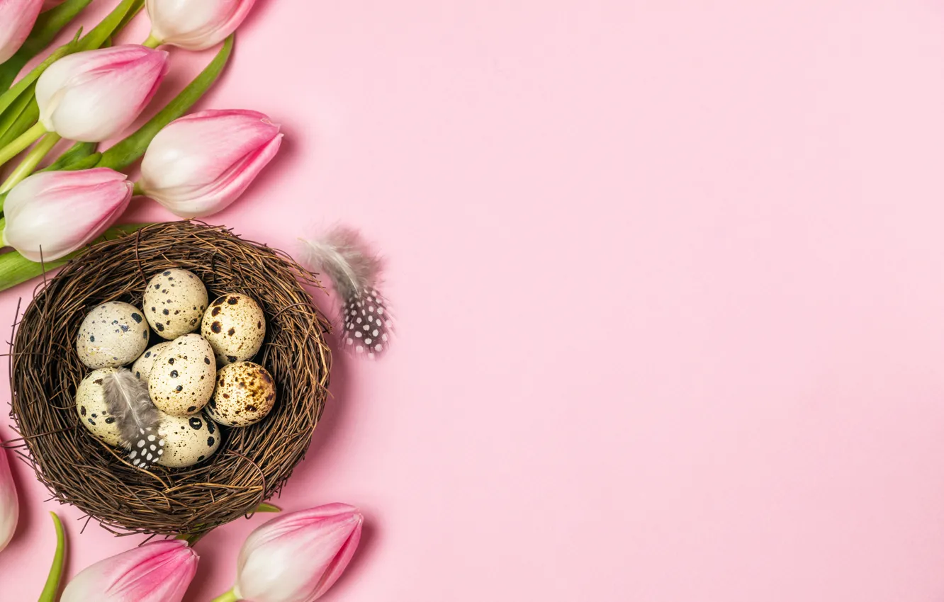 Photo wallpaper holiday, eggs, Easter, tulips, a Christian holiday